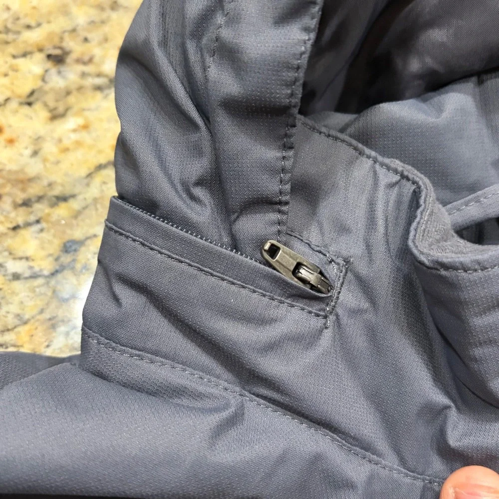 LL Bean Kids Gray Neon Green Hooded Rain Jacket Size L 6X/7 Colorblock Shell